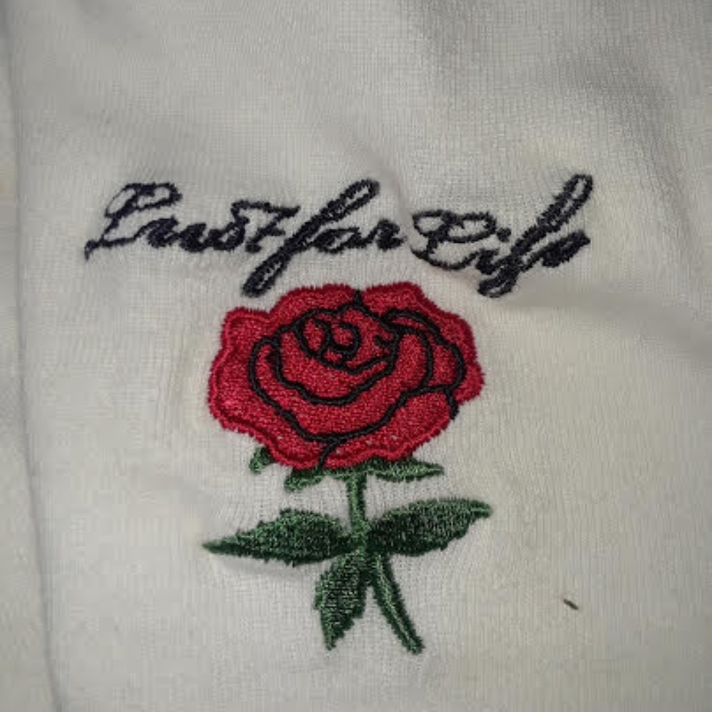 White Lana del Rey flower embroidered shirt